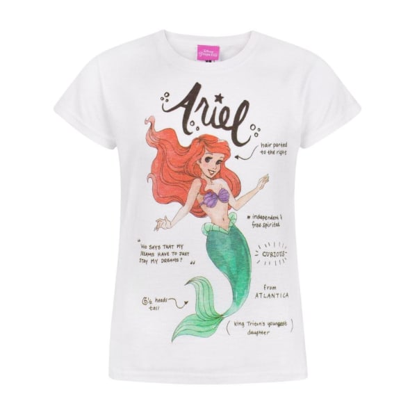 Disney Princess barn/barn Ariel kortärmad T-shirt 14-1 White 14-15 Years