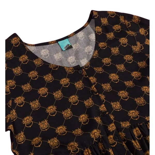 Labyrinth Dam Knockers Midi V-ringad smockklänning M Svart Black M