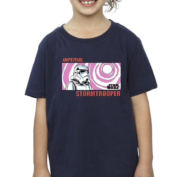 Star Wars T-shirt i bomull med motiv av kejserliga stormtruppssoldater för flickor, 5-6 år Navy Blue 5-6 Years