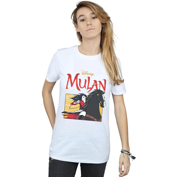Disney Dam/Damer Mulan Film Häst Ram Bomull Pojkvän T-shirt White 3XL