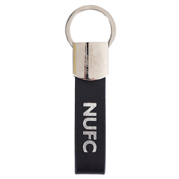 Newcastle United FC Crest Lädernyckelring En Storlek Svart/ Black/White/Silver One Size