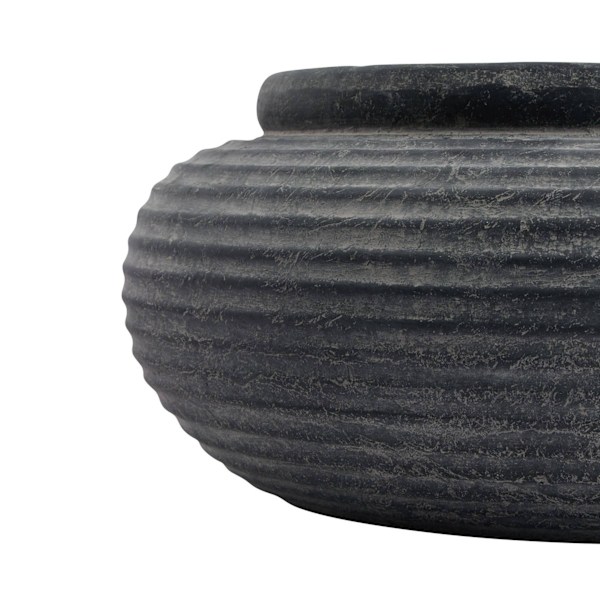 Hill Interiors Amalfi Ribbad Rund Planter 19cm x 41cm x 41cm G Grey 19cm x 41cm x 41cm