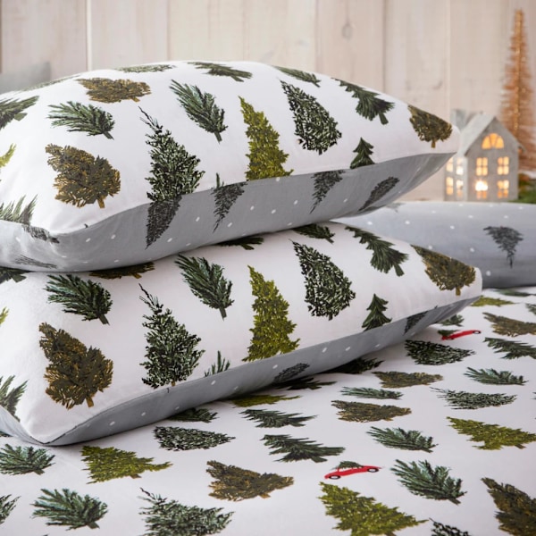 Furn Evergreen Borstad Bomullsduvet Set Superking Pine Gr Pine Green Superking