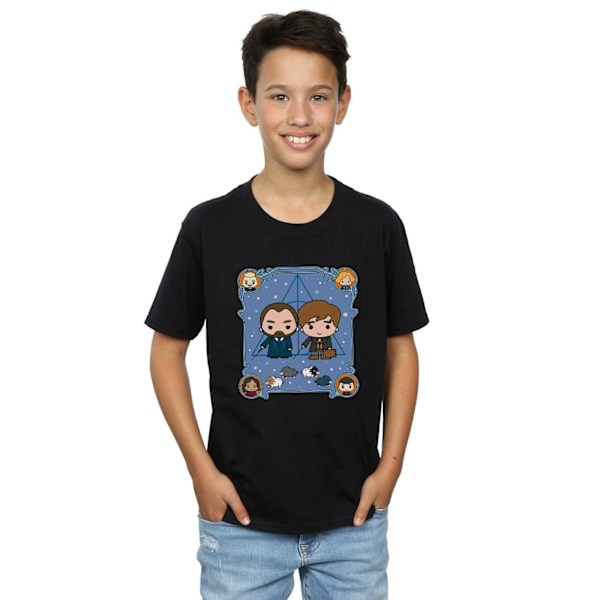 Fantastiska vidunder Boys Chibi Newt och Dumbledore T-shirt 5-6 år Black 5-6 Years