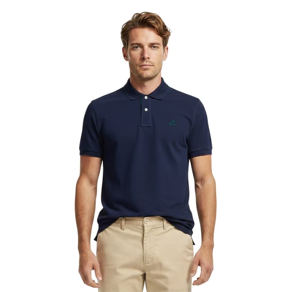 Gant Herr Rugger Pikétröja M Marinblå/Rosa Navy/Pink M