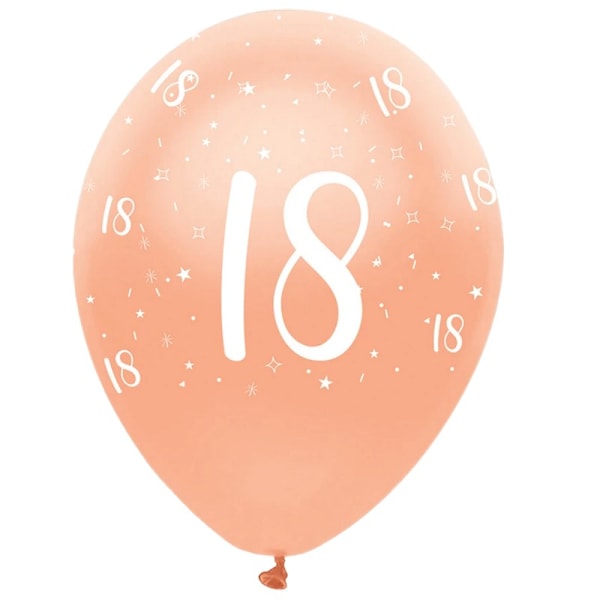 Kreativa latexballonger med heltäckande tryck för 18-årsfest (6-pack) O Rose Gold One Size