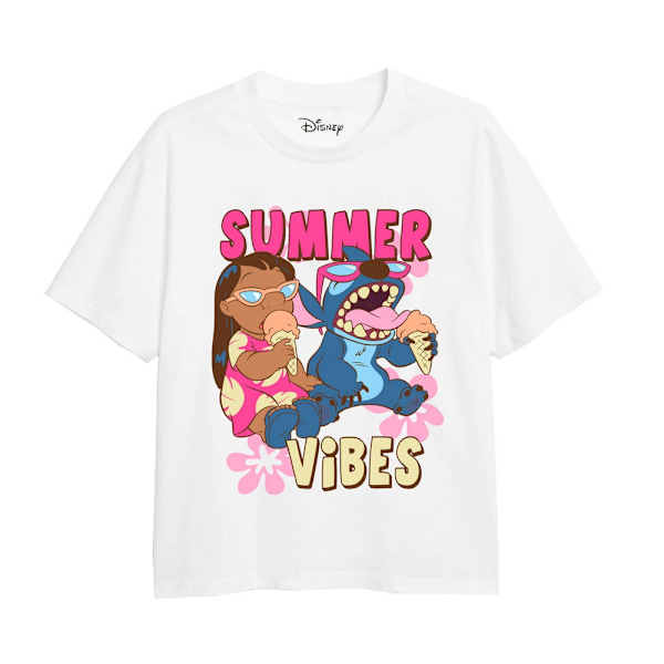 Lilo & Stitch Sommarvibbar T-shirt för flickor 5-6 år Vit/Rosa White/Pink 5-6 Years