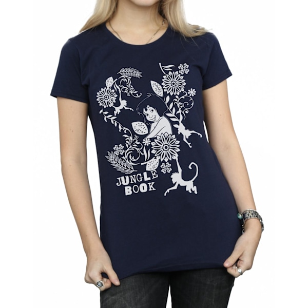 Disney Dam/Kvinnor Djungelboken Mowgli Tale Bomull T-shirt Deep Navy XXL
