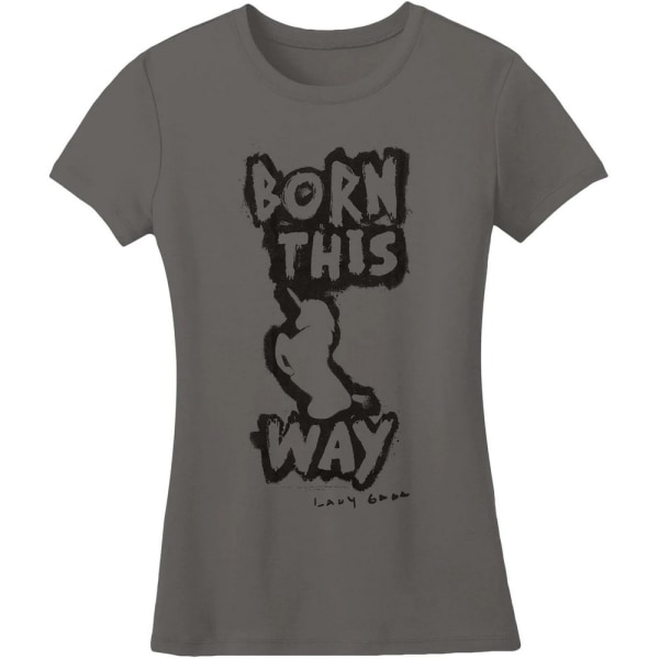 Lady Gaga T-shirt för kvinnor/damer född på detta sätt L Grå Grey L