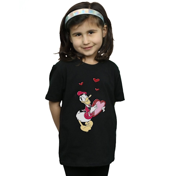 Disney Girls Donald Duck Love Heart Bomull T-shirt 5-6 år Svart Black 5-6 Years