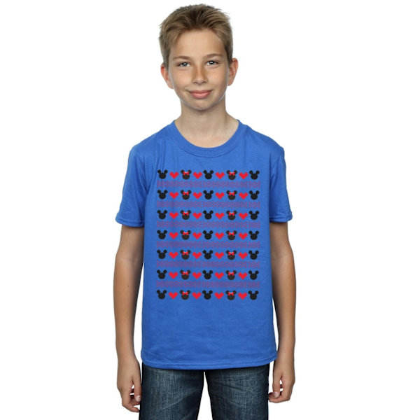 Disney Boys Mickey And Minnie Christmas Hearts T-Shirt 12-13 år Royal Blue 12-13 Years