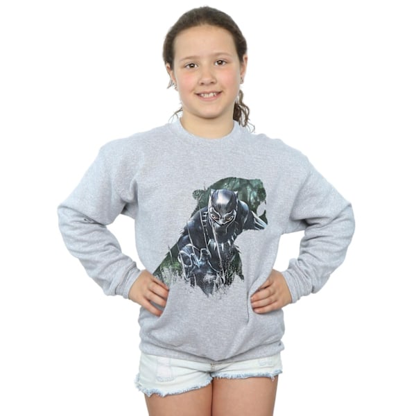 Marvel Girls Black Panther Wild Silhouette Sweatshirt 7-8 år Sports Grey 7-8 Years