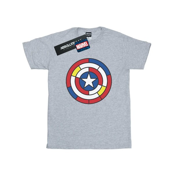 Marvel Girls Captain America Stained Glass Shield Bomull T-Shir Sports Grey 7-8 Years