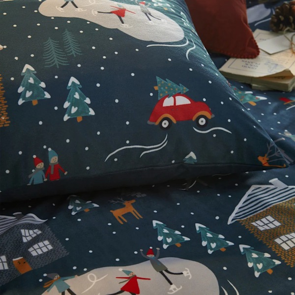 Furn Pine Vinter Dubbel Täcke Set Marinblå Navy Double