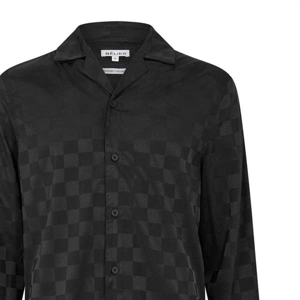 Belier Herrskjorta Squares Jacquard L Svart Black L