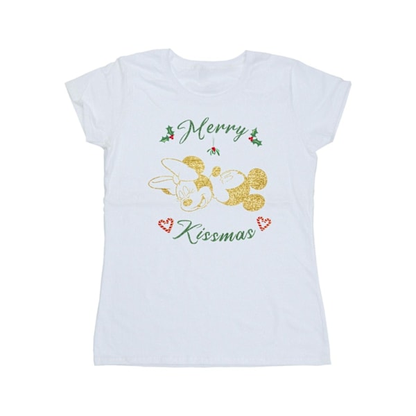 Disney Dam/Kvinnor Mickey Mouse Merry Kissmas Bomull T-shirt White M