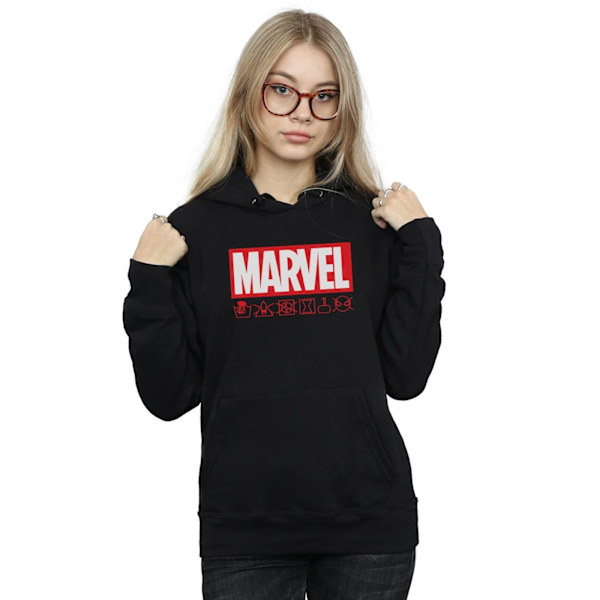 Marvel Dam/Kvinnor Logotyp Wash Care Hoodie XL Svart Black XL