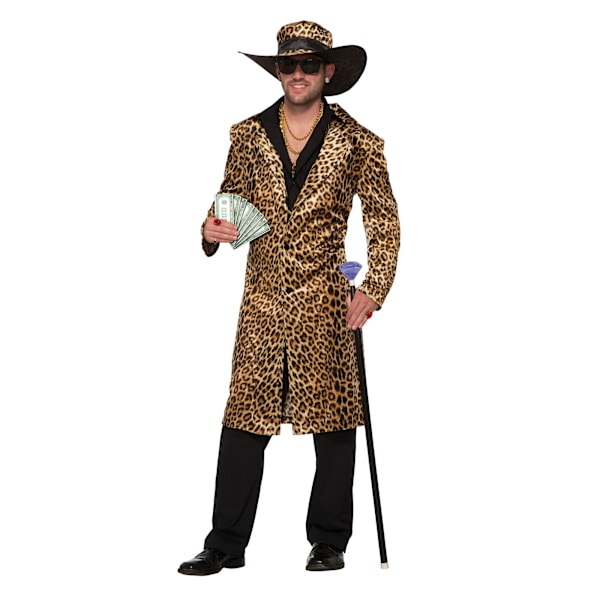 Bristol Novelty Herr Pimp Kostym En Storlek Leopard Leopard One Size