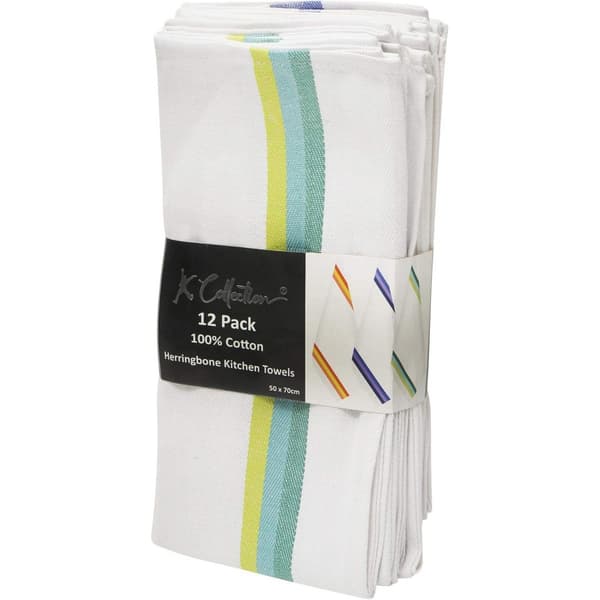 K Collection Randig Diskhandduk Set (12-pack) One Size Flerfärgad Multicoloured One Size