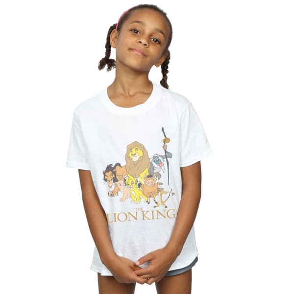 Disney Flickor Lejonkungen Grupp Bomulls T-Shirt 3-4 År Vit White 3-4 Years