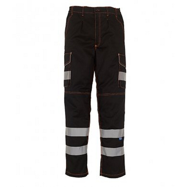 Yoko Hi-Vis Cargo-byxor för män med knäskyddsfickor 40in Reg Black 40in Reg
