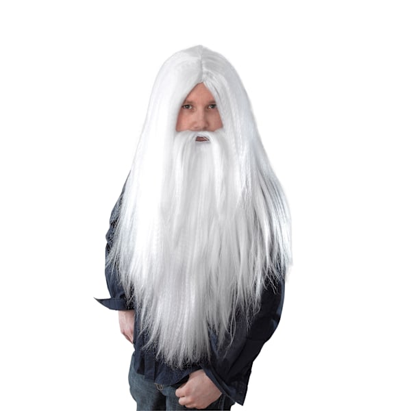 Bristol Novelty Herr Lång Trollkarl Peruk Och Skägg En Storlek Vit White One Size
