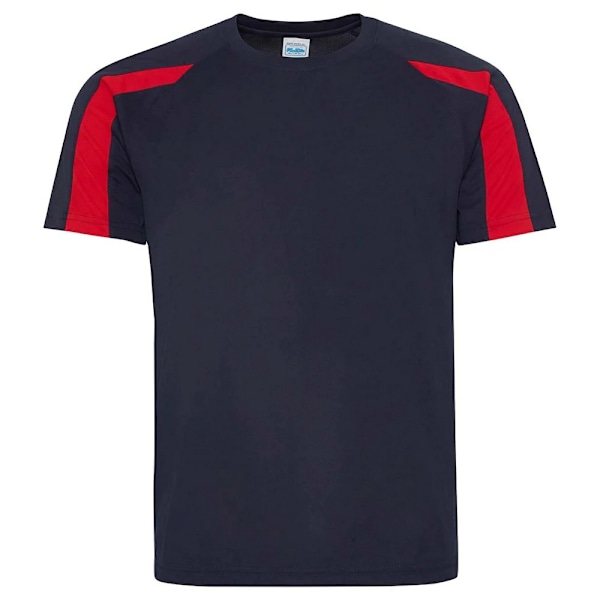 AWDis Cool Herr Kontrast Fukttransporterande T-shirt XXL Fransk Marinblå French Navy/Fire Red XXL