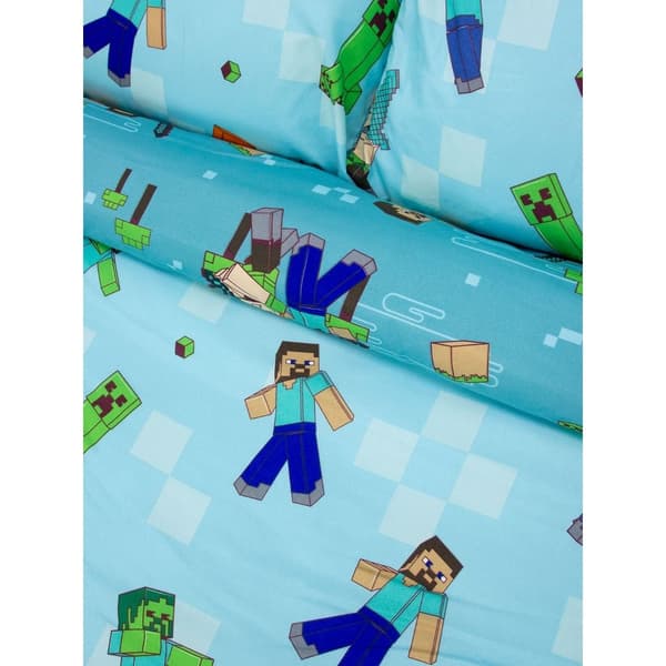 Minecraft Level Up Påslakanset Enkel Turkos/Grön Teal/Green Single