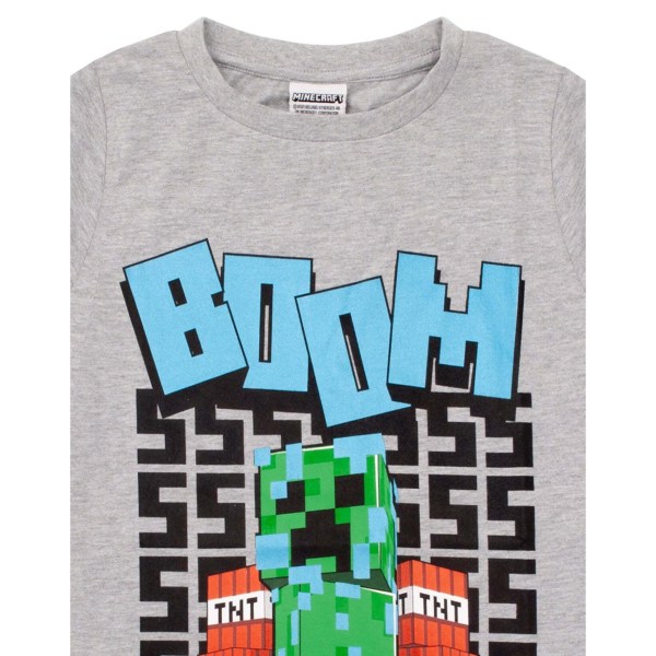 Minecraft Boys Boom T-Shirt 7-8 Years Grå Grey 7-8 Years