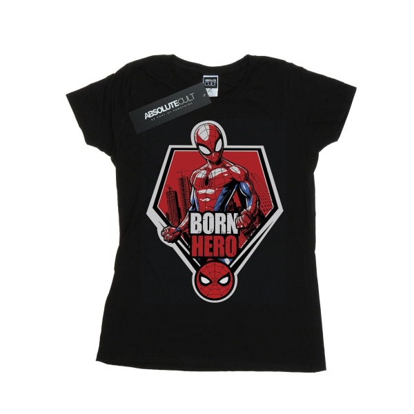 Marvel Womens/Ladies Spider-Man Born Hero Cotton T-Shirt XL Bla Black XL