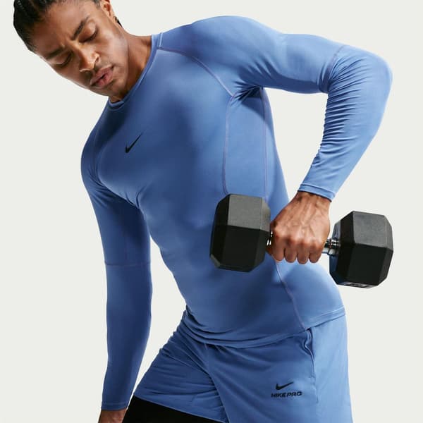 Nike Herr Pro Core Långärmad T-shirt S Indigo Indigo S