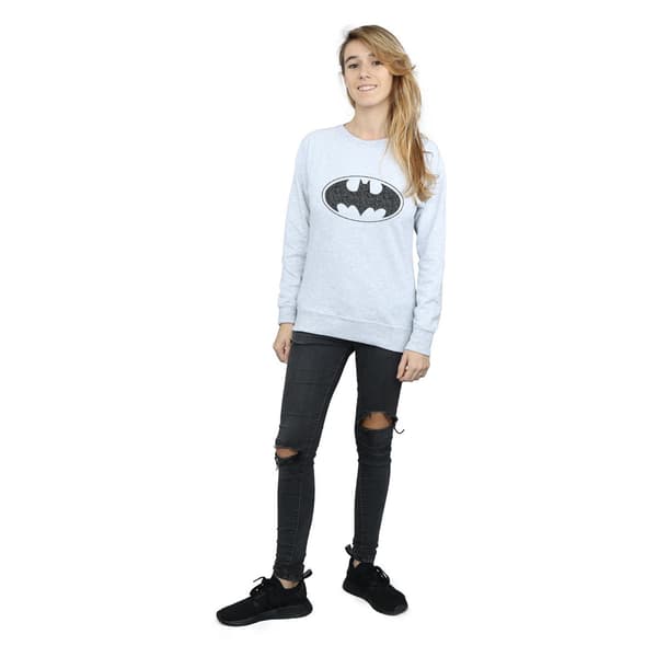 DC Comics Dam Batman One Colour Logo Sweatshirt XL Gråmelerad Heather Grey XL