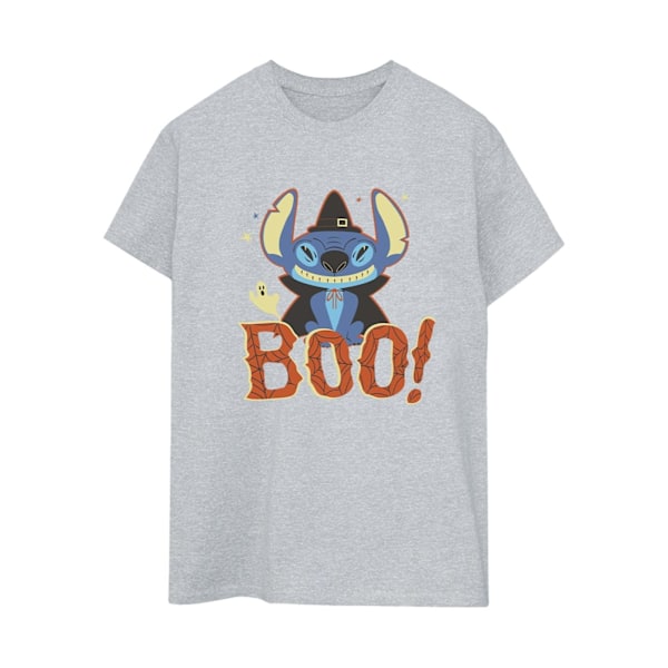 Disney Dam/Kvinnor Lilo & Stitch Boo! Bomull Boyfriend T-Shir Sports Grey L