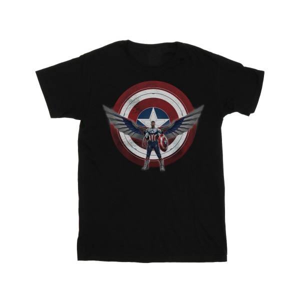 Marvel Dam/Damer Falcon Och Vinternsoldaten Captain America Sköld Pose Bomull Pojkvän T-shirt L Svart Black L