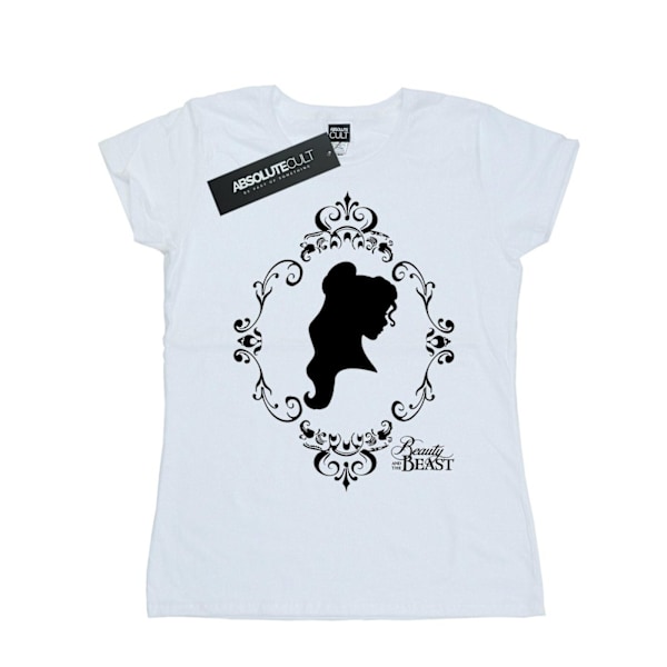 Disney Princess Dam T-shirt i bomull med Belle-silhuett för kvinnor/damer, storlek M White M