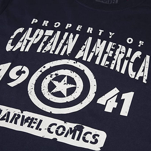 Marvel Herr Property Of Captain America T-Shirt M Marinblå/Vit Navy/White M