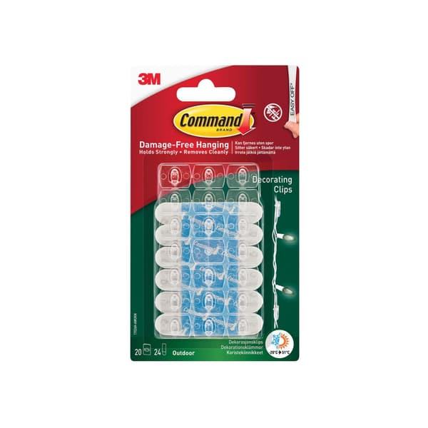 Command Genomskinliga Dekorationsklämmor för Utomhusbruk (20-pack) One Size Multi Multi Colour One Size