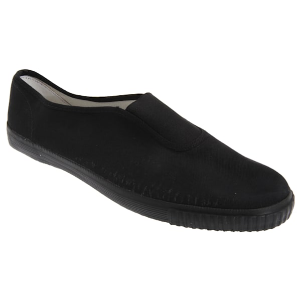 Dek Vuxen Unisex Gusset Svart Canvas Plimsolls 12 UK Svart Black 12 UK