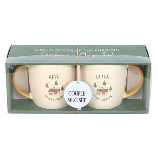 Something Different Camping King And Queen 400ml Mugg (2-pack) Beige/Yellow One Size