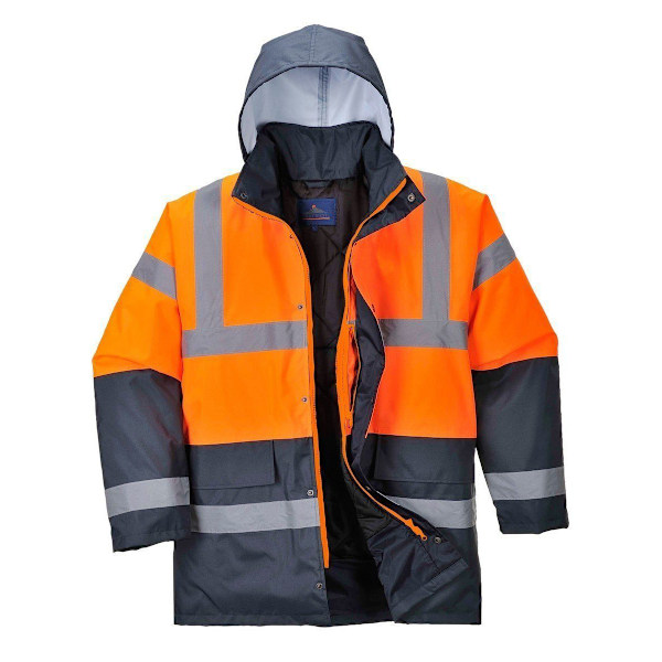 Portwest Hi-Vis Vattentät Kontrastpanel Trafikjacka X för Herr Orange/Navy XL