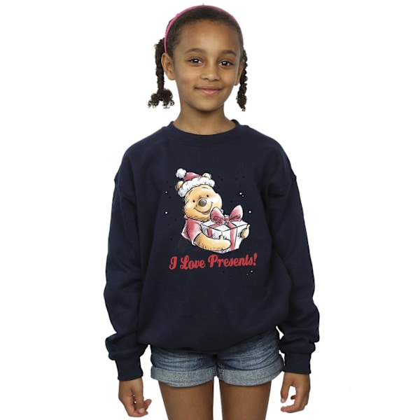 Disney Girls Winnie The Pooh Love Presents Sweatshirt 7-8 år Navy Blue 7-8 Years