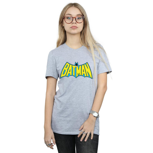 Batman Retro Logo Bomull T-shirt för kvinnor/damer, pojkvänmodell, S, sportgrå Sports Grey S