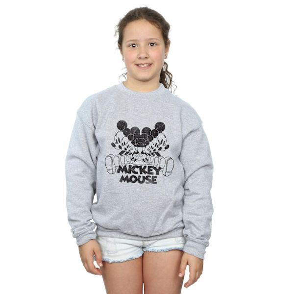 Disney Girls Mickey Mouse Mirrored Sweatshirt 7-8 år Sport Sports Grey 7-8 Years