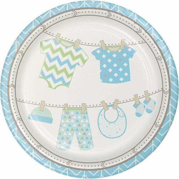 Creative Party Bundle of Joy Boy Pappersfestplattor (Förpackning om 8) White/Sky Blue One Size