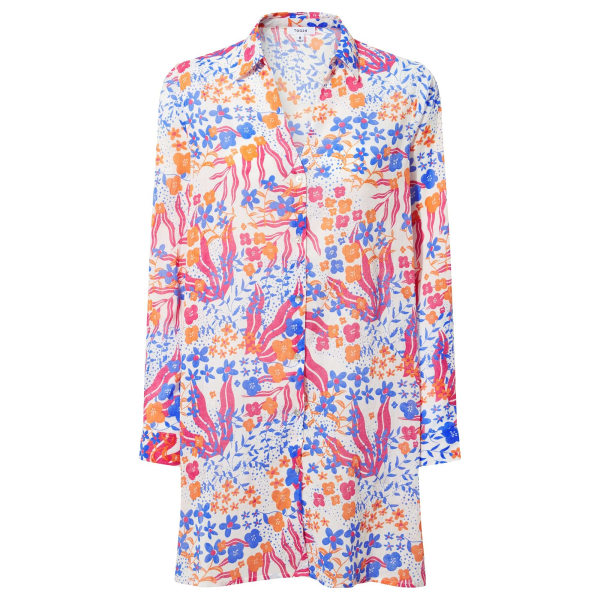 TOG24 Dam/Kvinnor Launder Flowers Långärmad Skjortklänning 16 Multicoloured 16 UK