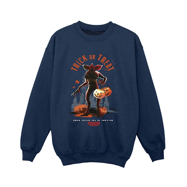 Netflix Boys Stranger Things Trick Or Treat Demagorgon Sweatshirt Navy Blue 7-8 Years