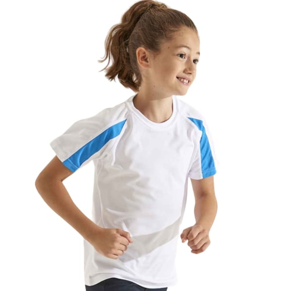 AWDis Cool Childrens/Kids Contrast Moisture Wicking T-Shirt 5-6 Arctic White/Sapphire Blue 5-6 Years