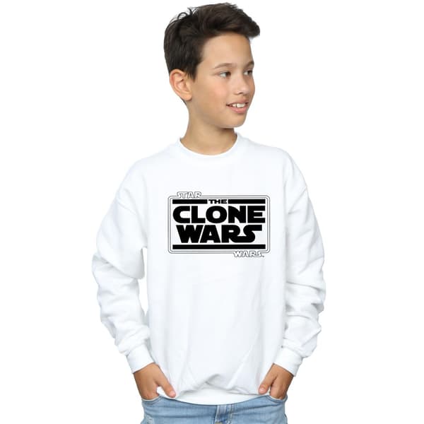 Star Wars Pojkar Clone Wars Logotyp Tröja 7-8 År Vit White 7-8 Years