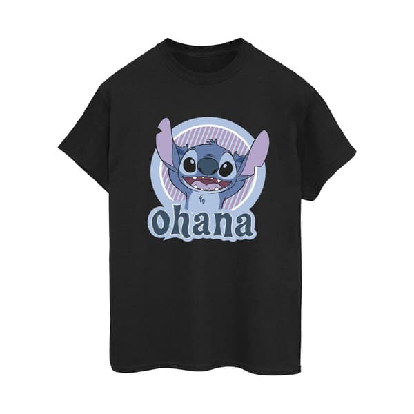 Disney Dam Lilo And Stitch Ohana Circle Bomull Boyfriend Black M