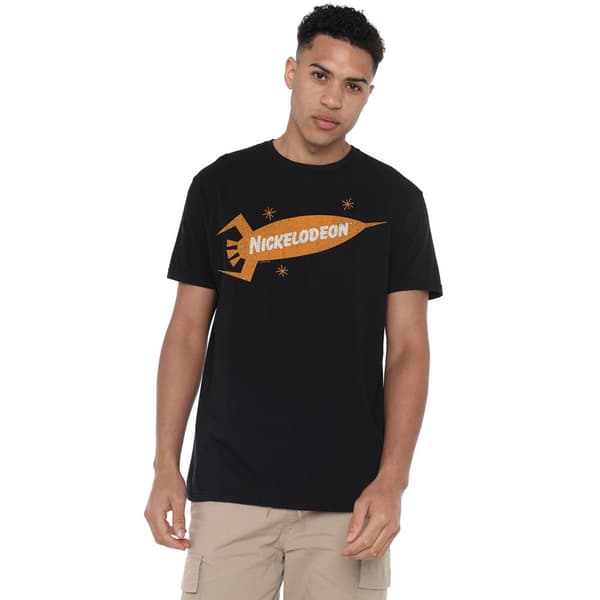 Nickelodeon Retro Rocket Logo T-Shirt för Män Svart Stl S Black S